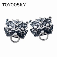 Китайский стиль, 1 пара, 925 пробы, серебряные серьги-гвоздики, Лев, Кирин, для мужчин, женщин, все, дверь, Бог, серьги, ювелирное изделие