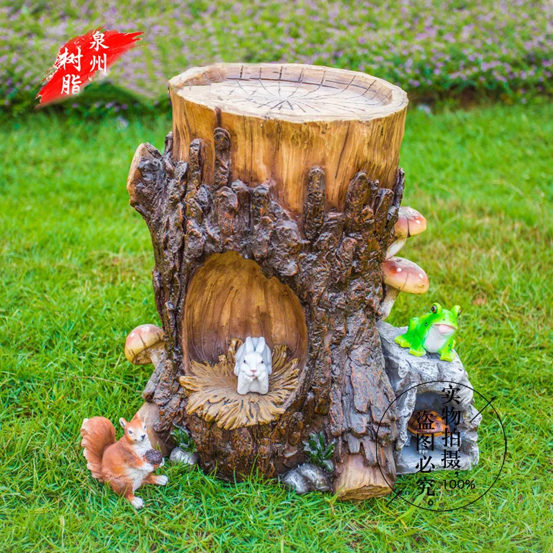 

stump ornament Garden ornament Outdoor garden Landscape resin Imitation handicraft Garden plants Wooden sculpture