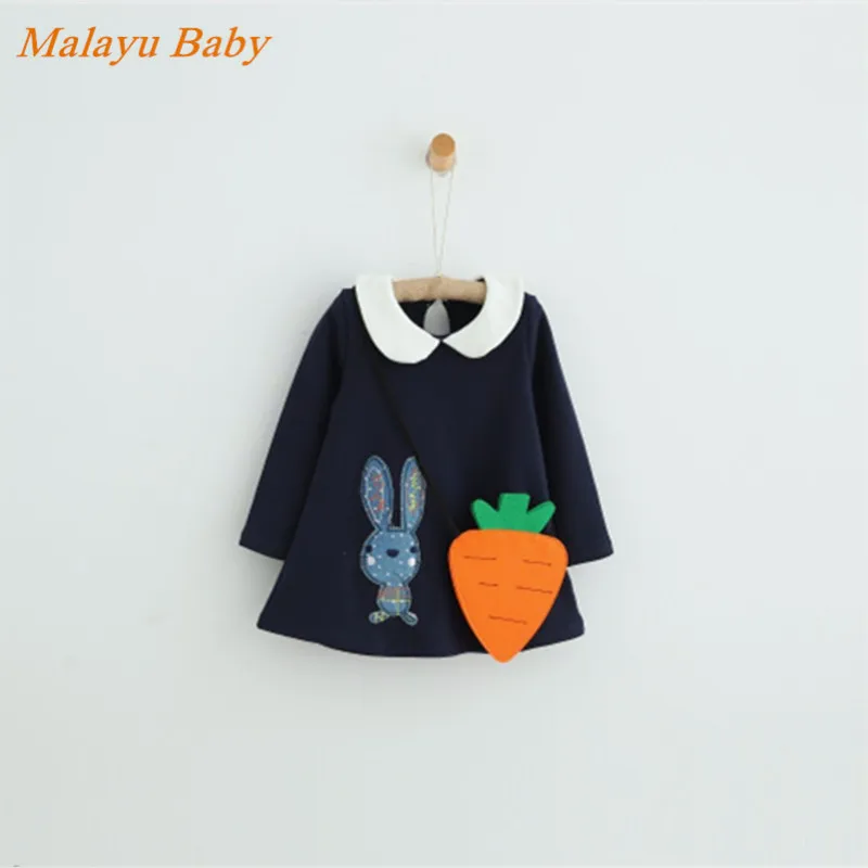 Malayu Baby/2018 брендовые осенние с длинными рукавами Повседневная одежда для девочек Одежда для девочек мультфильм кролик вышивка редис рюкзак