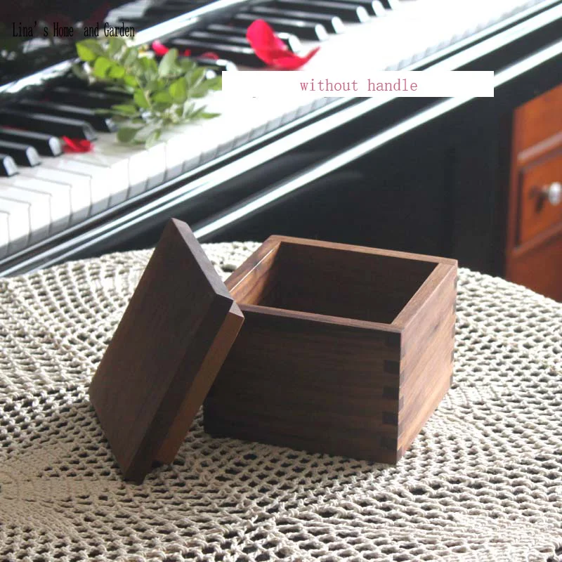 Черный орех твердый мини деревянный ящик для хранения с крышкой