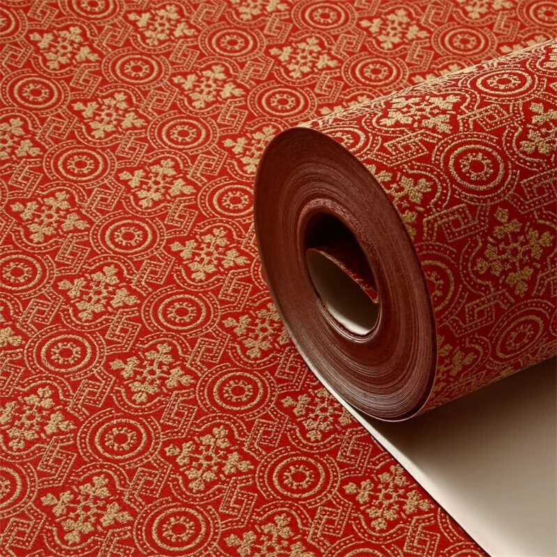 

beibehang High - grade red non - woven wallpaper Chinese classical restaurant restaurant Chinese wind wallpaper