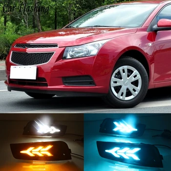 

Car flashing DRL Daytime Running Light fog lamp cover with yellow turn signal For chevrolet cruze 2009 2010 2011 2012 2013 2014