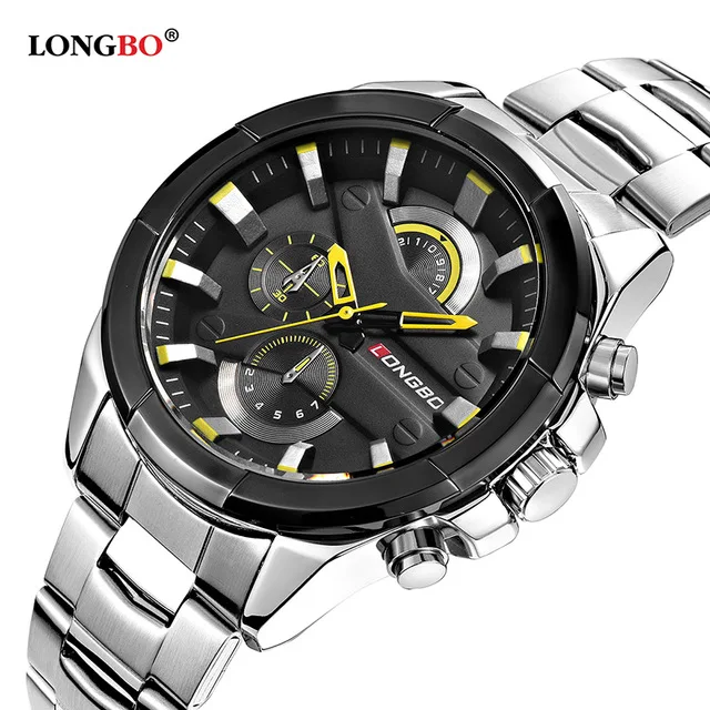 

2018 LONGBO Fashion Watch Men Stainless Steel Band Sports Wristwatch Luxury Casual Quartz Watch Male Clock Relogio Masculino