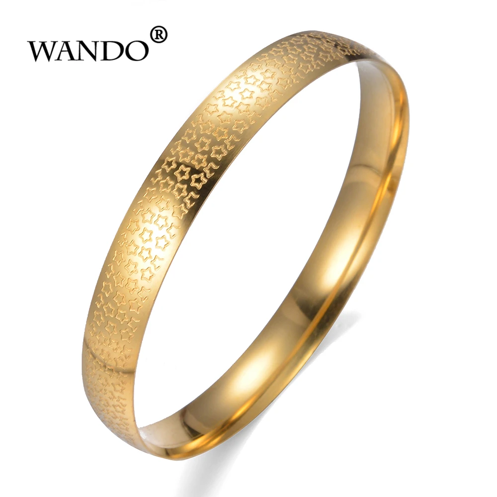 

WANDO 1pcs Width Bracelet for Women/Men Gold Color & Copper Ethiopian Jewelry African Bangle Arab Wedding Gifts