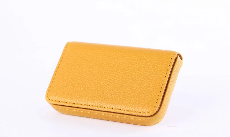 EZONE 1PC Business Card Holder PU Leather High Quality Card Bag High-end Rose Red/Apricot/Coffee 9 Color Magnetic Button Design