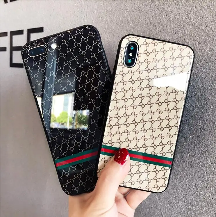 Luxury Brand Tempered Glass Case for iPhone X XS Max 8 7 Plus Shockproof Hard Mirror Vintage Phone Cover For iphone 6 S 6S 7Plus |