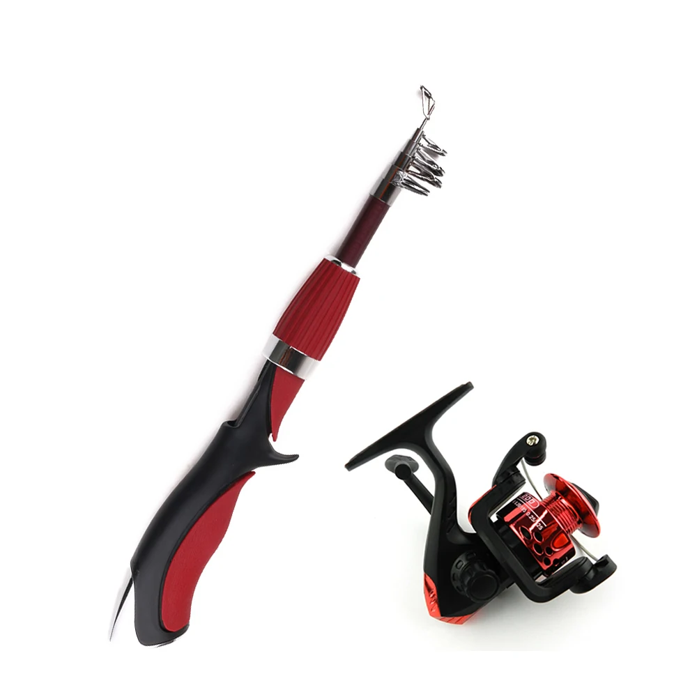 

HENG JIA Mini Short Fishing Pole Light Weight Lure Spincast Beginner Portable Fishing Angling Rod with Tackle Box Pesca