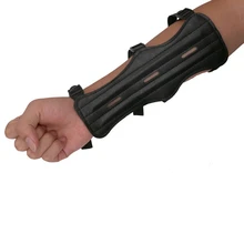 Защита для стрельбы из лука, защита для рук, безопасная защита с 3 ремешками, защита для стрельбы из лука, безопасный ремешок, повязка на руку из искусственной кожи, черный цвет