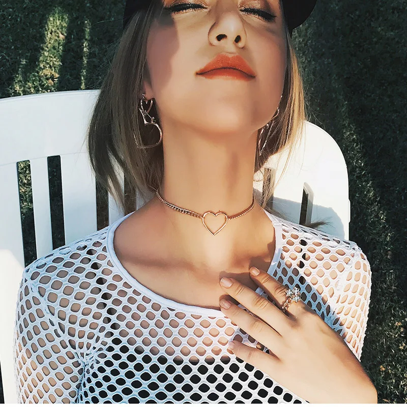 

Hot Newest fashion accessories Bohemia gold color alloy heart shape chains necklace for couple lovers' N392