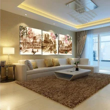 No Frame 3pcs Canvas Retro City Street Rose Landscape 3 Piece Modern Style Pictures Decorative Wall Art Prints Gift