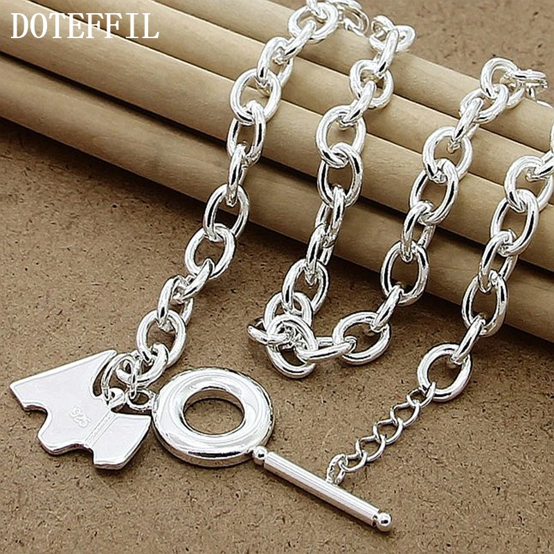 DOTEFFIL 925 Sterling Silver Heart/Circle/Dog Pendant Necklace