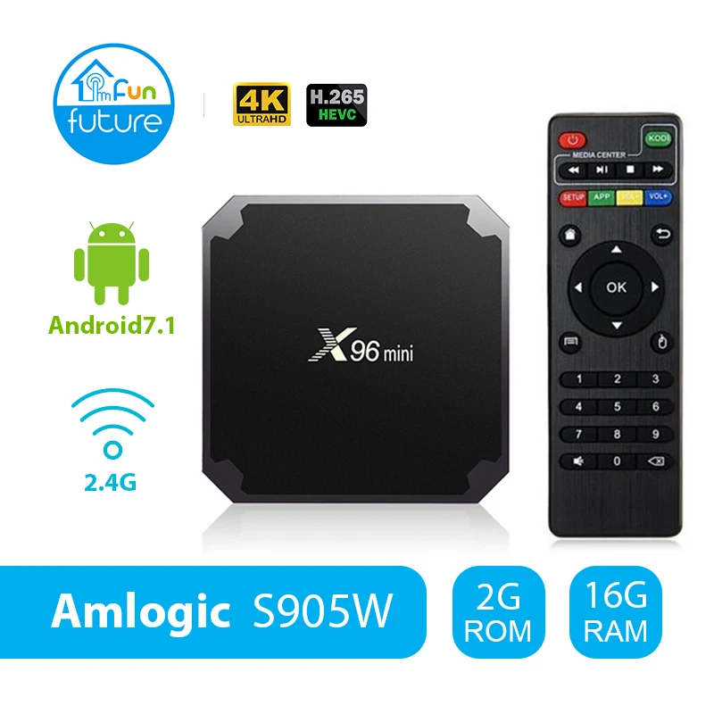 X96 Мини Android 7,1 2 Гб 16 Гб Смарт ТВ коробка Amlogic S905W