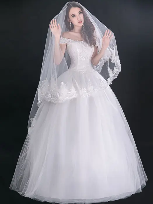 Vintage Victorian Style Cap Sleeves Lace Up Back Princess Bridal
