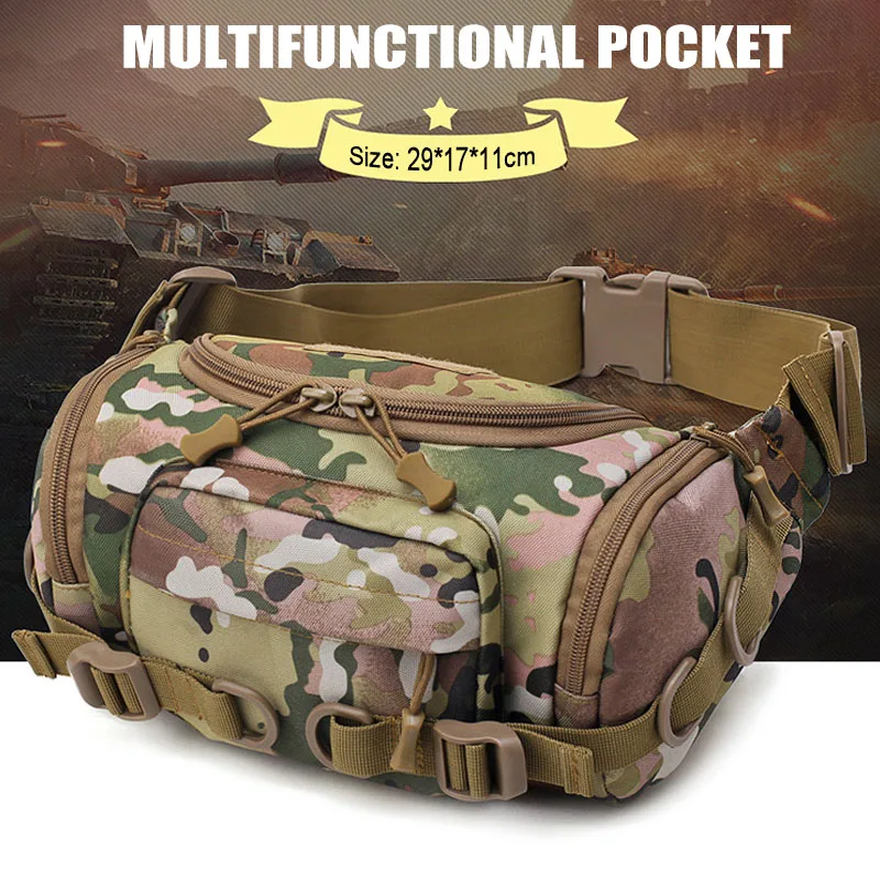 Camouflage Горячая тактическая сумка с несколькими карманами на молнии открытая сумка на поясном ремне для уличных прогулок с регулируемым ремешком для кемпинга MCK99 - Color: Camouflage