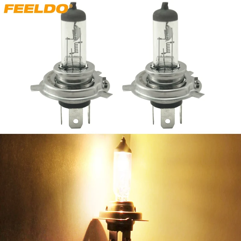 FEELDO 2 шт. теплый белый свет авто H4 DC 24V 100W галогенная лампа для грузовика фонарь