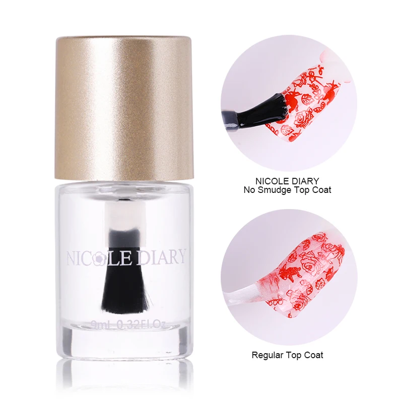 

NICOLE DIARY 1 Pc 9ml No Smudge Top Coat Oil Stamping Pattern Protector Manicure Nail Polish Varnish Nail Art Accessories Tool