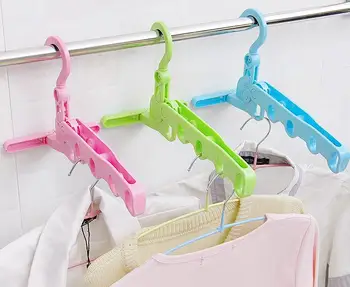 

2PCS Multifunction Space Saving Folding Clothes Hanger Clothing Drying Rack Plastic Hook folding hangers Foldable Travel Hangers