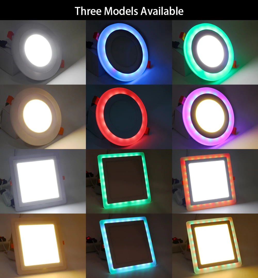 Rgb LED-светильник 3 Вт, 6 Вт, 12 Вт, 18 Вт, круглая, квадратная, встраиваемые светодиодные лампы AC 85-265V Светодиодный лампы Спальня Кухня Крытый светодиодный точечное освещение