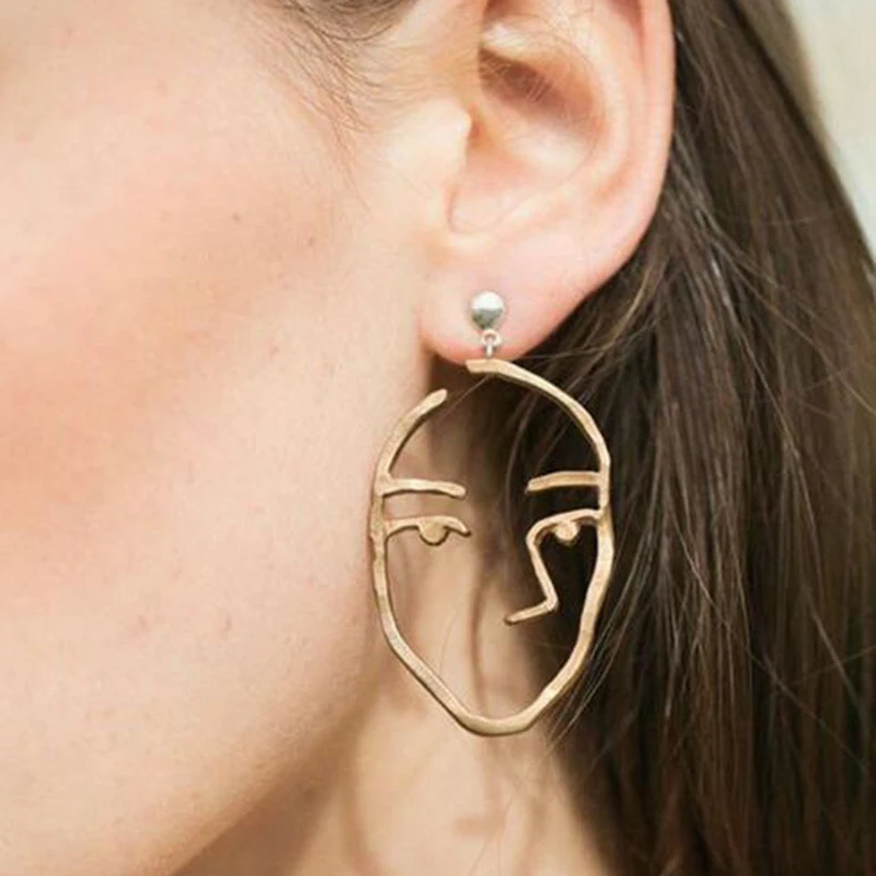 Funny face earrings, New fashion punk and exaggerated hollow earrings