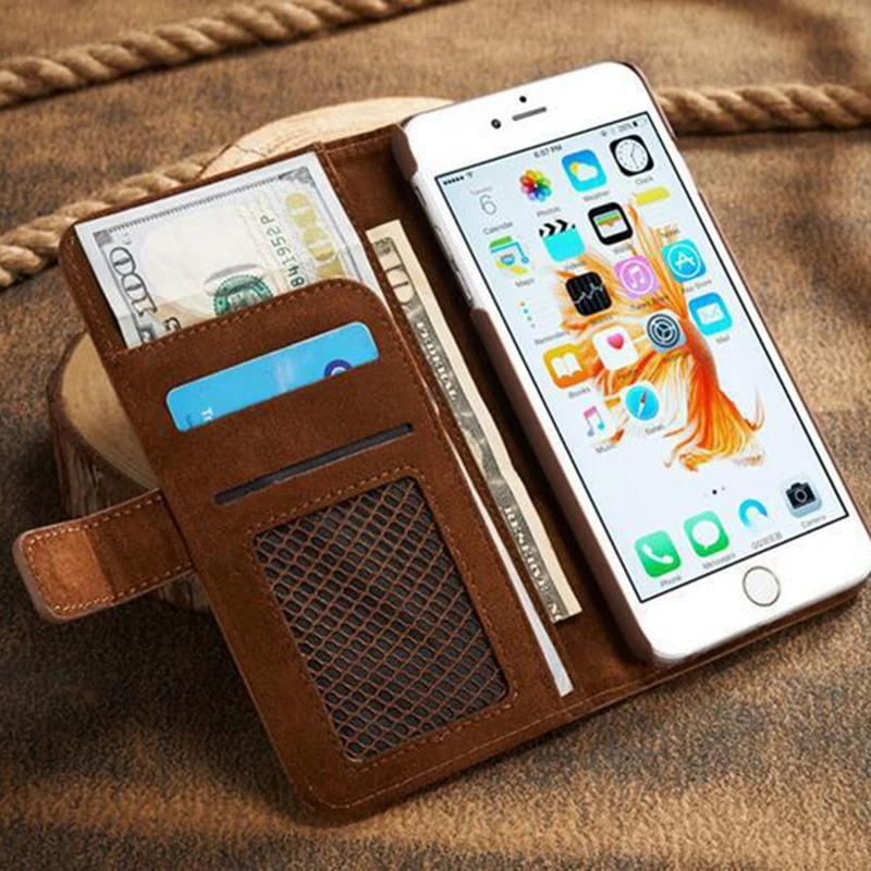 GK57 PU Leather Phone Cases For iPhone 6 s 7 Plus Cellphones Shockproof Protective Back Covers Card Slot Hard Cases Accessories