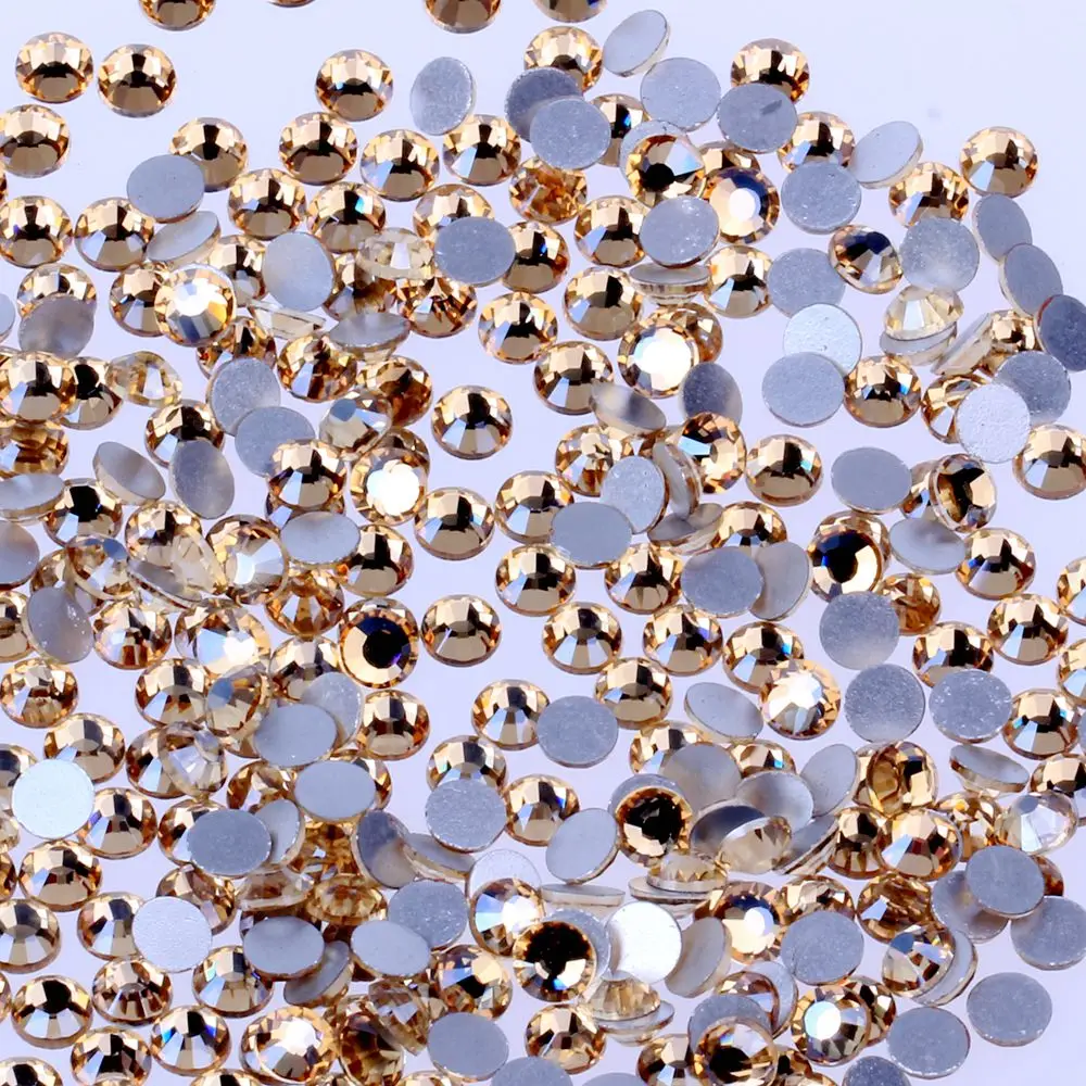 

Gold Champagne SS3-30 And Mixed Sizes Non HotFix Rhinestones For Nails Art Decoration Flatback Strass Stones DIY Crafts Garments