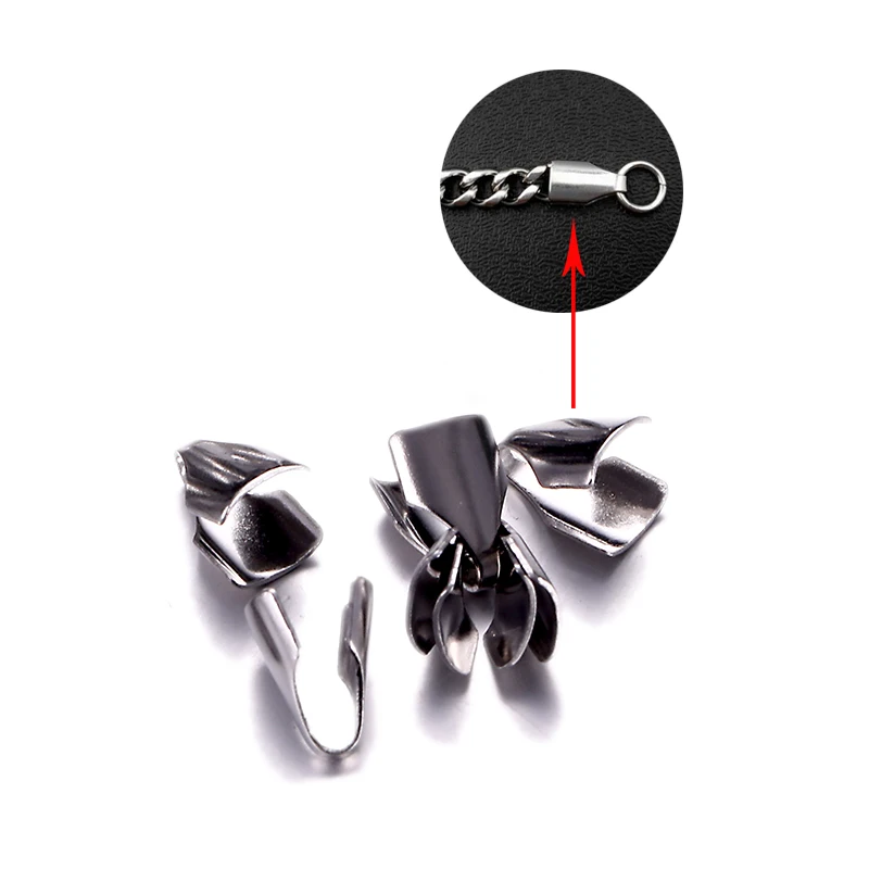 100PCS/Lot Hole Size 2 10mm Wholesale Stainless Steel Snake Clasp Chain Connectors End Crimps