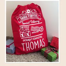 Пользовательские Дети Имя большой Рождественский чулок Рождественский подарок Санта мешки дети холст Подарочная сумка для игрушек хлопок шнурок Упаковка для хранения