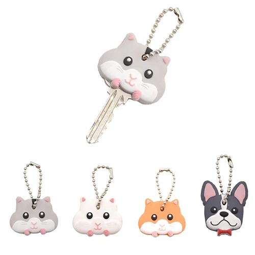 

Cartoon Animal Pattern Keys Cover Cute Mouse Bulldog PVC Key Covers Caps