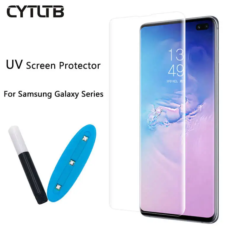 

Nano Uv Lamp Light Liquid Full Glue Glass Screen Protector For Samsung Galaxy S10 S9 S8 Plus E Nano Optics Curved Glass Note 9 8