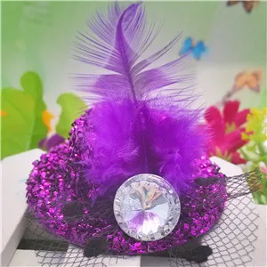 M MISM Новое поступление девушки милые аксессуары для волос шляпа с ленточкой шпильки фестиваль вечерние Hat Hairgrips танец BB блестящий зажим для волос - Цвет: purple