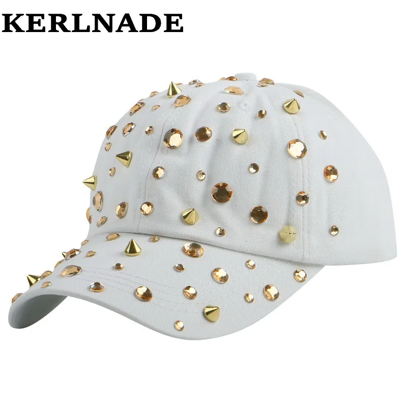 

Hot sale rhinestone spike studs hip hop snapback hats for women woman new brand female sports baseball cap outdoor girl gorras