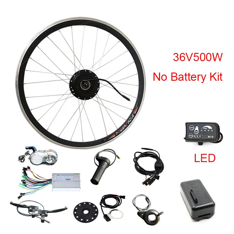 500W LED No Battery 36V500W электрический велосипед комплект 36V10AH/samsung 36V12AH аккумулятор 20''24''26''700c Мотор колеса ebike конверсионный комплект bicicleta Electronica - Цвет: 500W LED No Battery