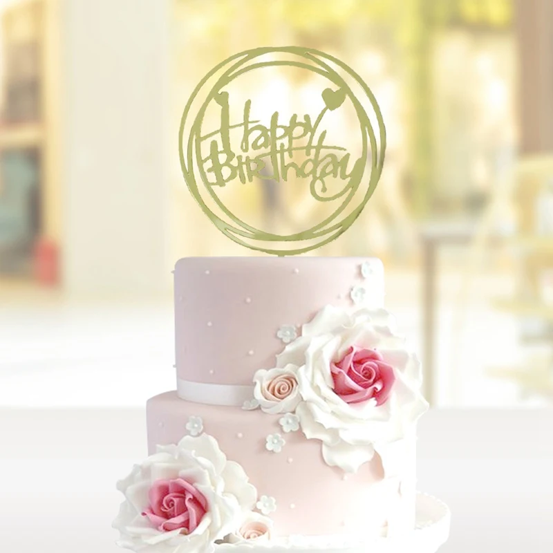 

1 Pcs Happy Birthday Cake Topper Acrylic Cake Flags For Birthday Party Cake Baking Decor Birthday Cake Flags 2018 New