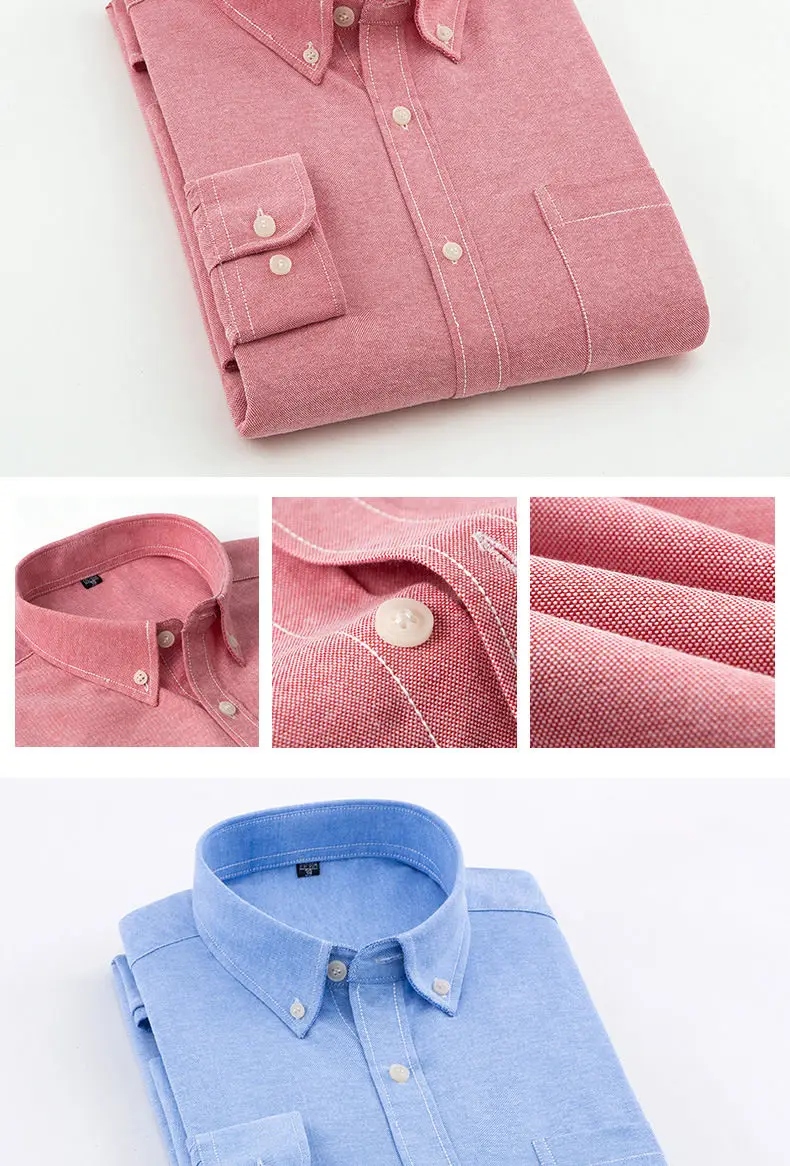 8Colors Plain Shirts Men Long Sleeve Casual Autumn Spring Cotton Oxford Denim Male Shirts Plus size M-5XL Solid Muls Brand Cloth-1