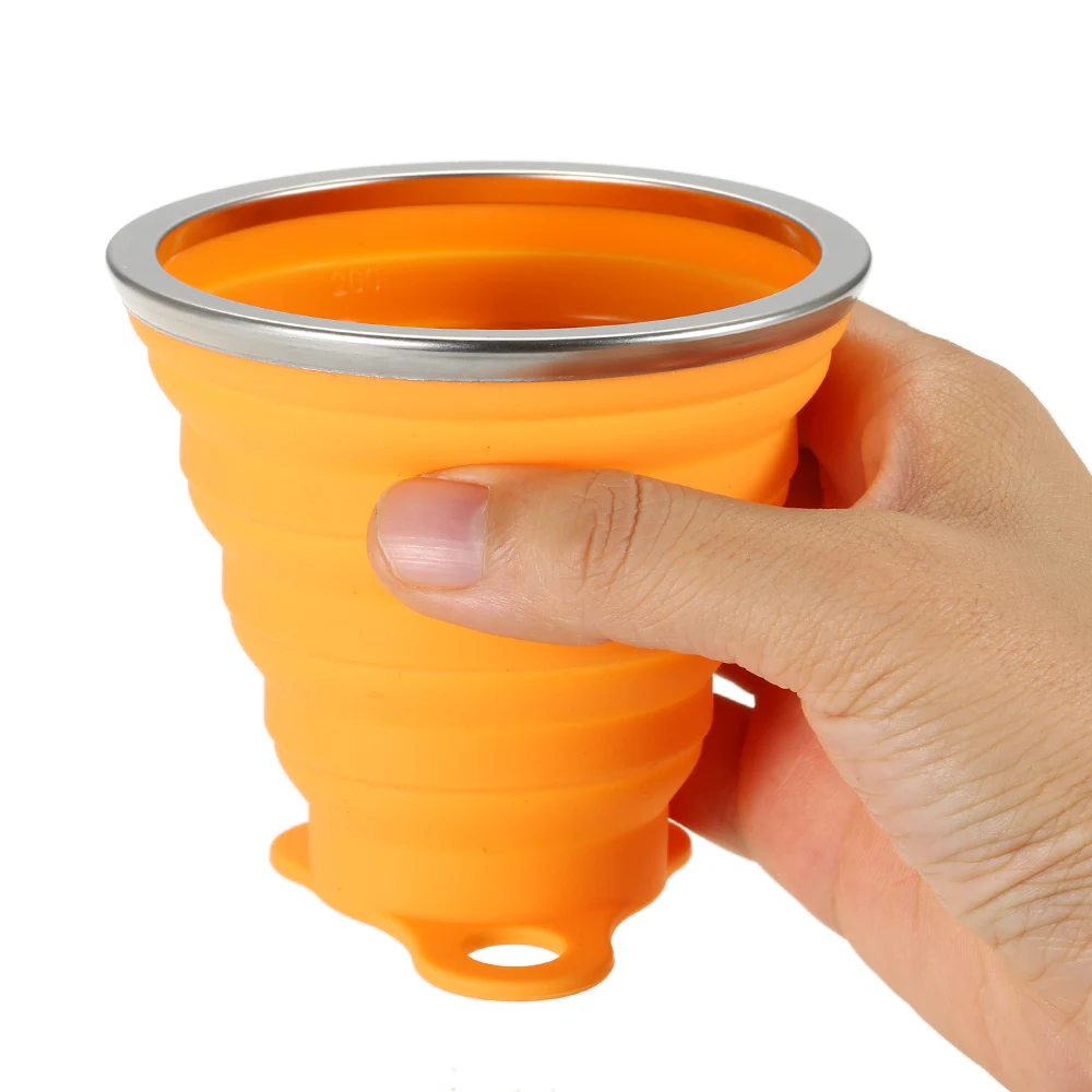 

Outdoor Camping Sports Expandable Cup 270ML Collapsible Stretchy Travel Water Cup Mug FDA Approved Silicone Foldable Water Cup