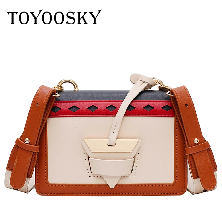 

TOYOOSKY Brand New 2019 Women Handbags Sac A Main Panelled Crossbody Bags Designer High Quality PU Leather Flap Bag Bolsos Mujer