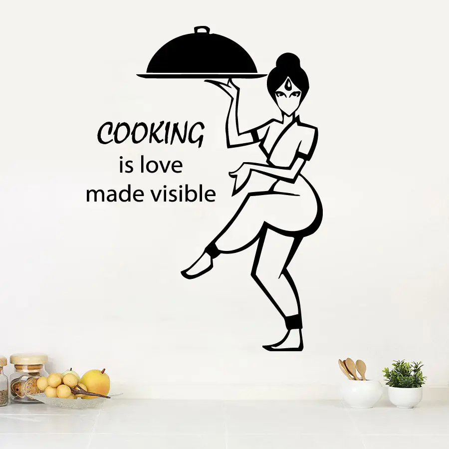 Wall Decals Girl Quote Cooking Is Love Vinyl Decal Sticker Kitchen ...