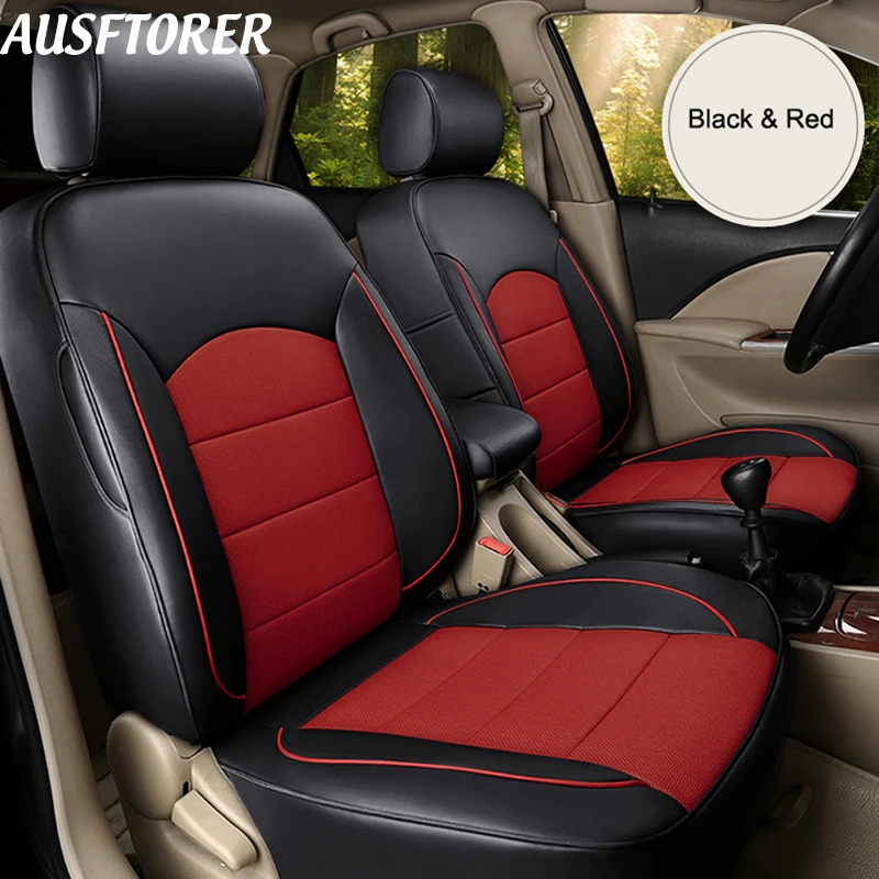 AUSFTORER Cowhide Automobiles Seat Covers for Mazda 3 Genuine Leather Seat Cover for Cars