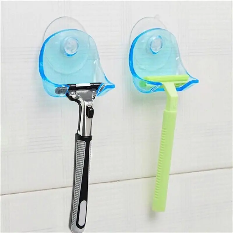 1Pcs Super Suction Cup Razor Rack Bathroom Clear Resin Plastic Razor