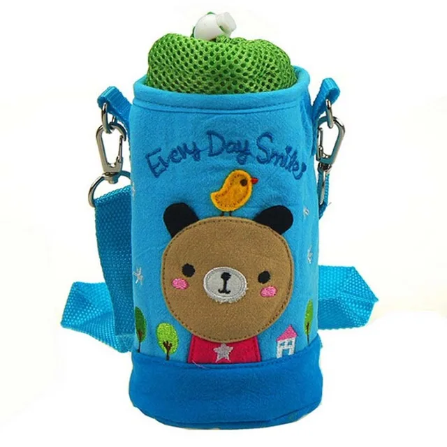 Детская Спортивная бутылка для воды с чехлом, изолированная сумка, сумка, держатель, рукав, подходит для 300 мл/350 мл, бутылка для воды, сумка - Цвет: Blue Bear