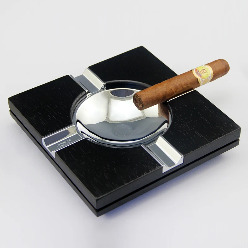 Luxury Black&Brown Spoon Shaped Titanium Groove Four Holder Merbau Wood