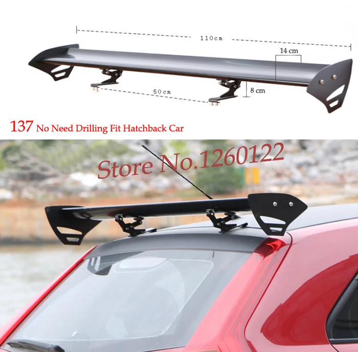 Fit Hatchback Car Rear Spoiler Wings Universal No Need Drilling Black