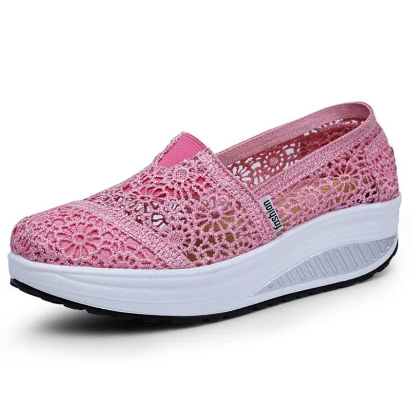 

Women Breathable Loafers Soft Casual Shoes Openwork Lace Vamp Creepers Slip on Flats Comfortable Shoes XWD6455