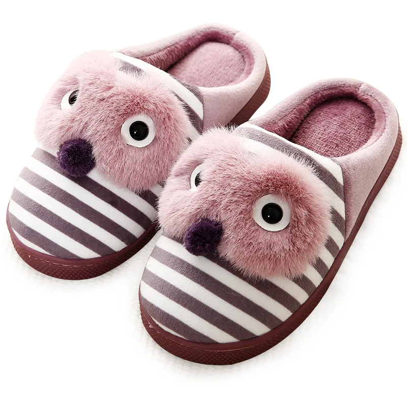Goedkoop Kinderen Slippers Leuke Cartoon Winter Warm antislip 2018 Nieuwe Baby Jongens Meisjes Gestreepte Thuis Indoor Zachte Vacht katoenen Schoenen