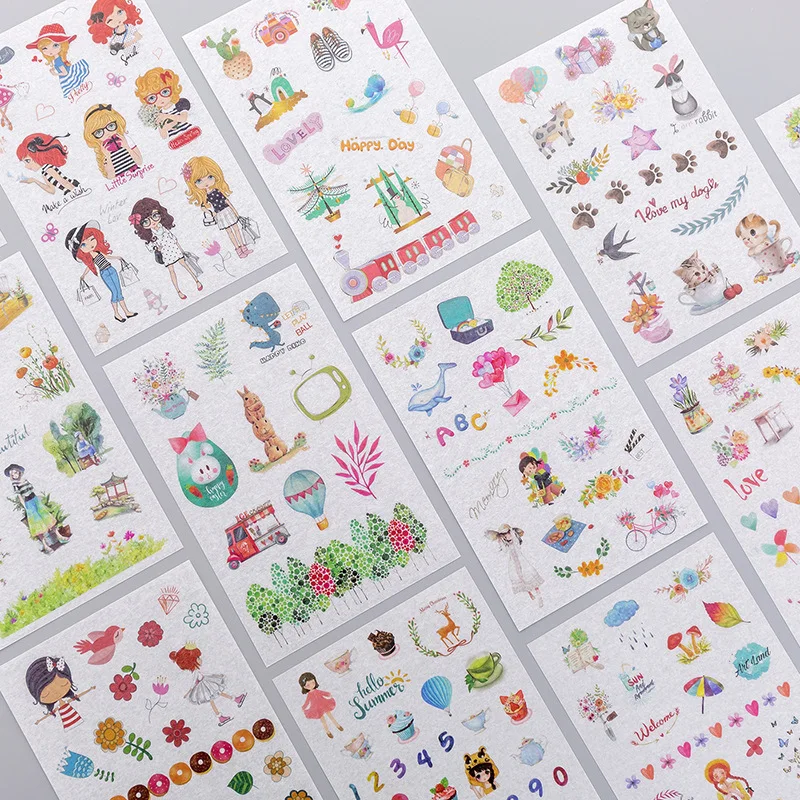 

6PCS/set Cartoon Cute Album Calendar Handbook Decoration DIY Small Stickers Student Account Material Tool Kawaii Stationery HOT