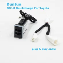 QC3.0 Quickcharge Car Charger Double USB Phone PDA DVR Adapter Plug & Play Cable For Toyota QC3.0 Quickcharge Car Charger Double USB Phone PDA DVR Adapter Plug & Play Cable For Toyota