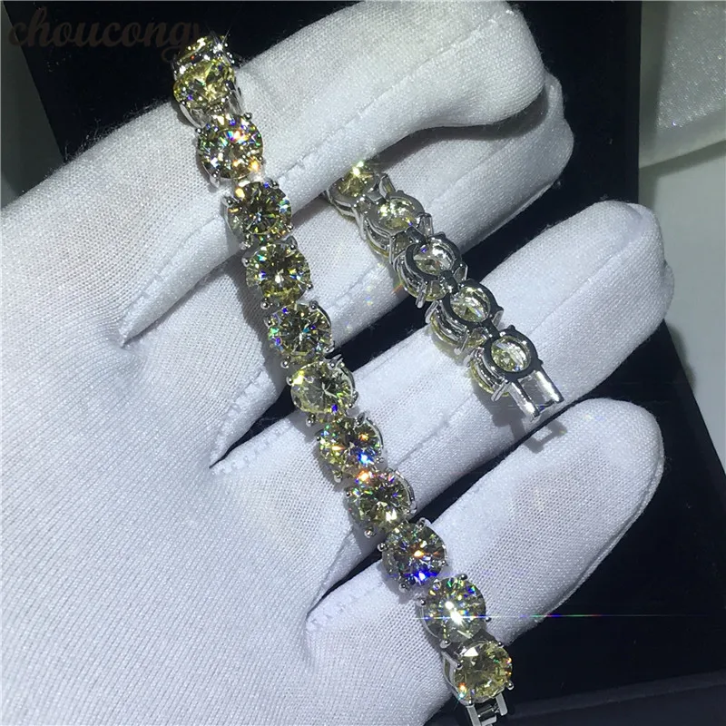 

choucong Tennis bracelet 8mm Yellow AAAAA Zircon stone White Gold Filled Party Wedding bracelets for women Fashion Jewerly Gift