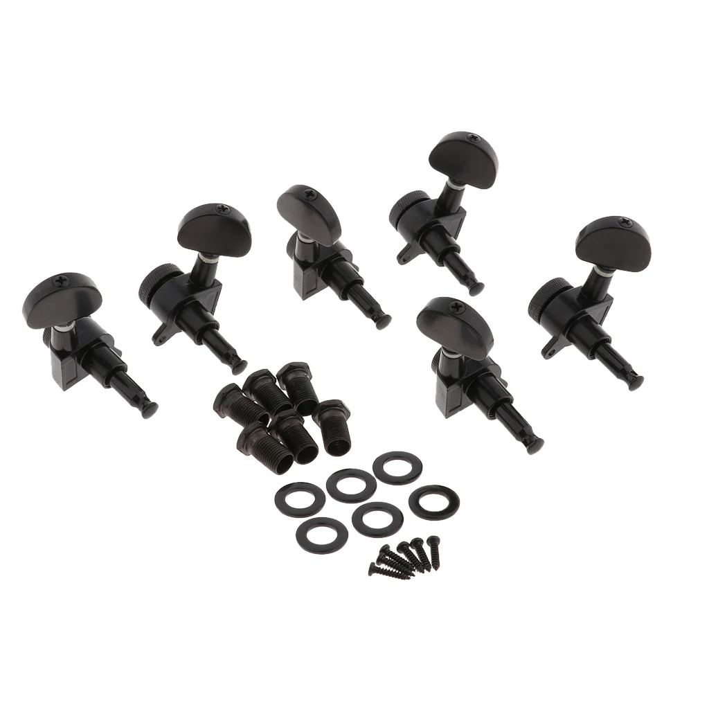3R3L Locked String Tuning Pegs Keys Tuners Machine Heads for Steel String/Electric Guitars Acces-Black