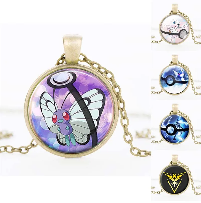 Anime Pokemon Jewelry with Bronze Plated Glass Cabochon Pokemon Ball