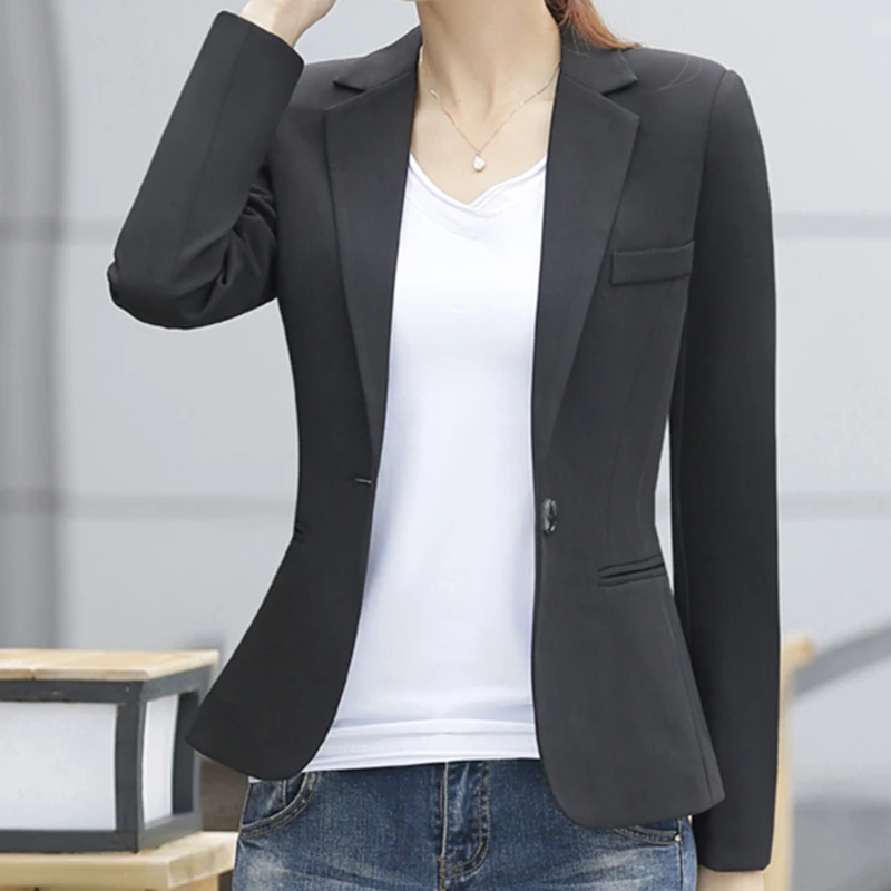 Women Blazers Long Sleeve Slim Blazer Feminino Plus Size Solid Coat Women Jacket Female Black Blue Yellow Pink Blazer Femme Women Blazers Long Sleeve Slim Blazer Feminino Plus Size Solid Coat Women Jacket Female Black Blue Yellow Pink Blazer Femme